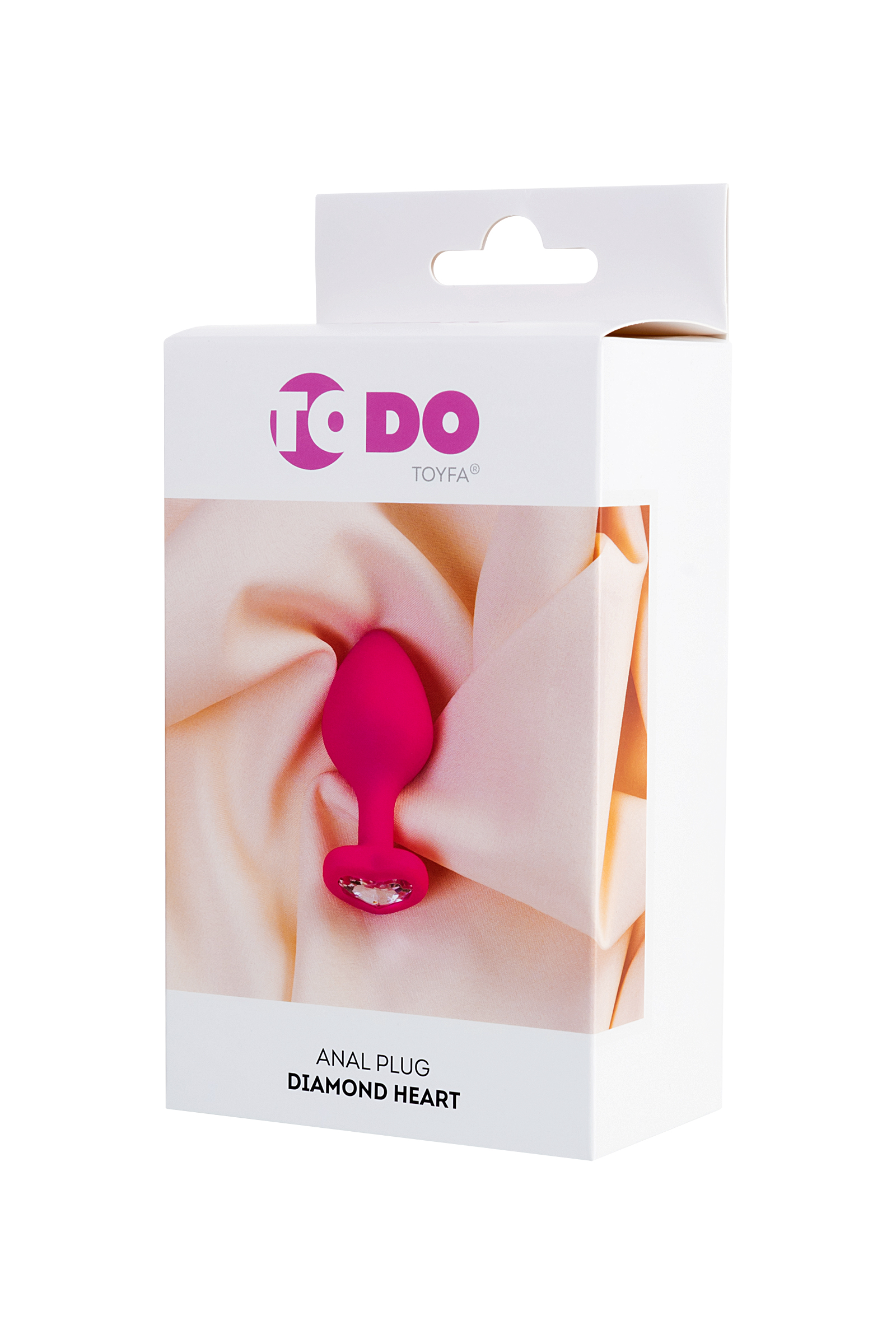Анальная пробка ToDo by Toyfa Diamond Heart, розовая с бесцветным кристаллом