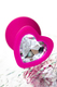 Анальная пробка с бесцветным кристаллом ToDo by Toyfa Diamond Heart 8 см, розовая