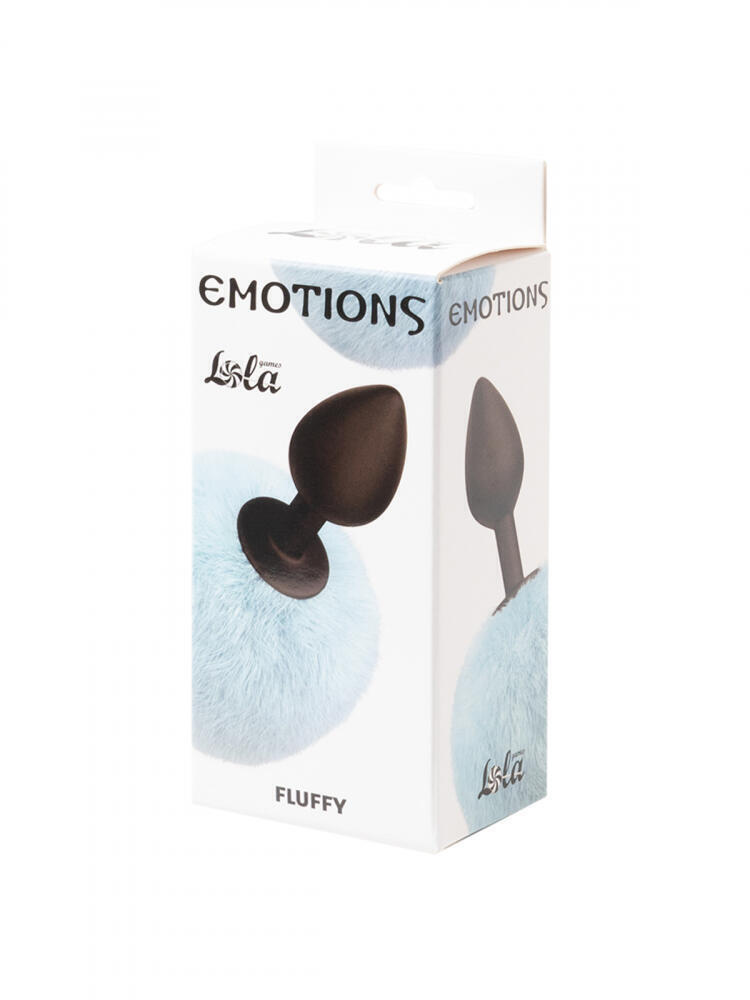 Анальная пробка Lola Games Emotions Fluffy, черная с голубым хвостом