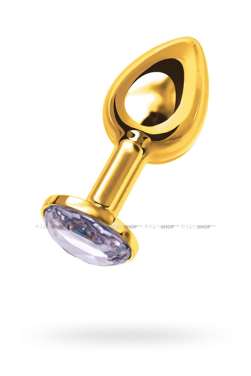 Анальная пробка ToyFa Metal с бесцветным кристаллом 7.5 см, золотистый