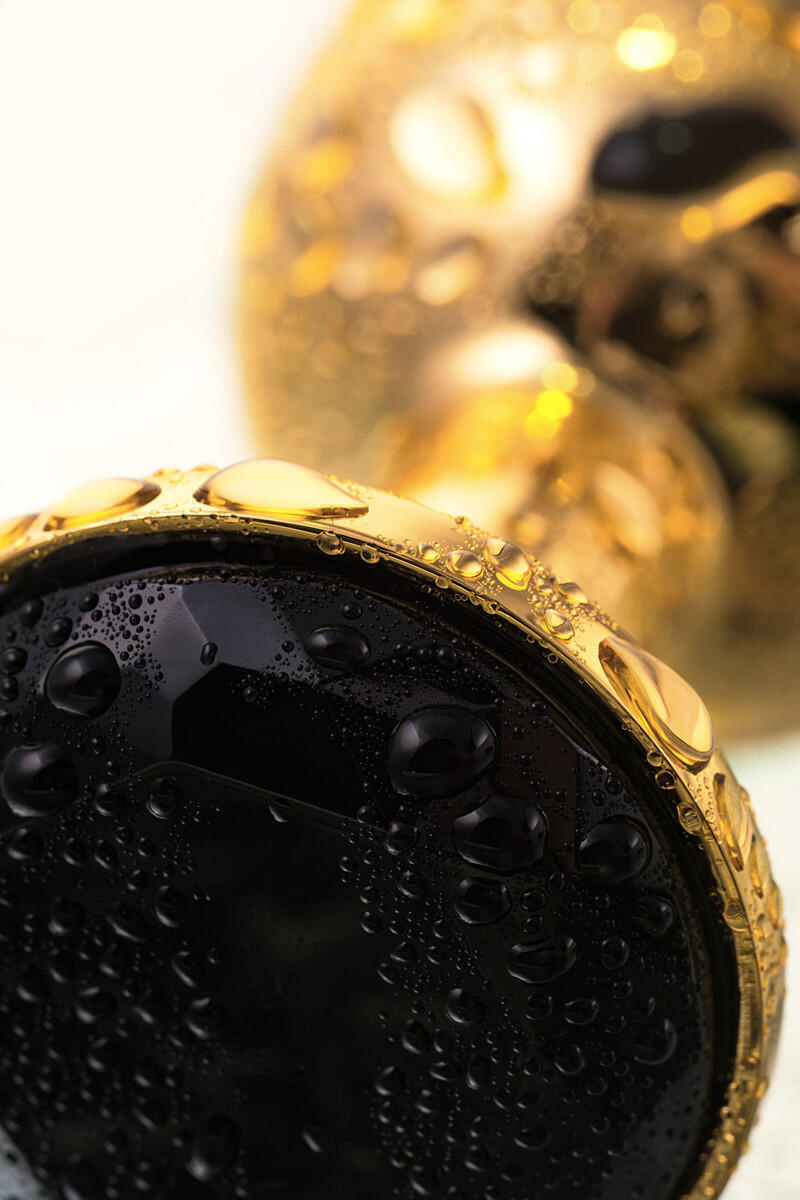 Анальная пробка ToyFa Metal с черным кристалом 7.5 см, золотистый