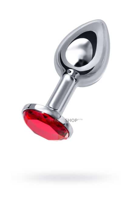 фото Анальная пробка ToyFa Metal с красным кристалом 7,5 см, серебристый