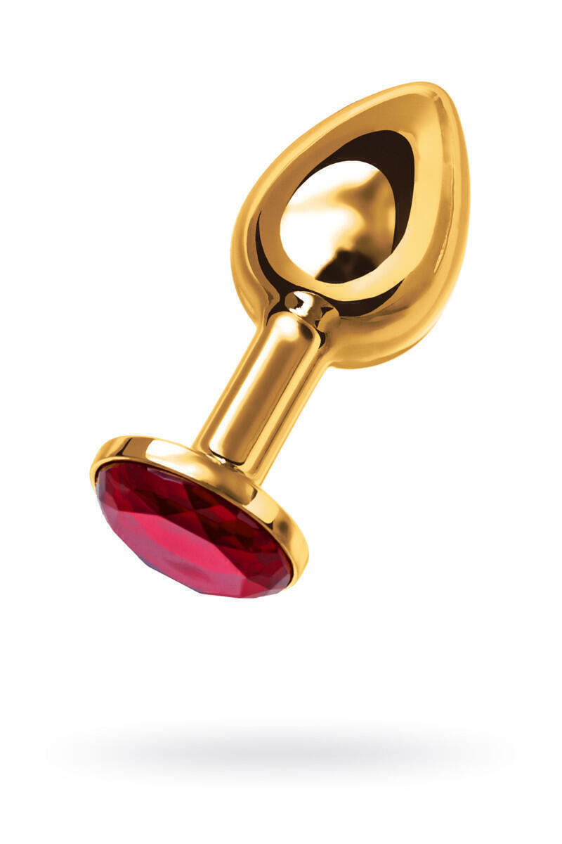 Анальная пробка ToyFa Metal с красным кристалом 7.5 см, золотистый