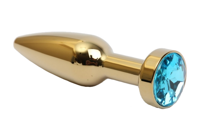 Анальная пробка 4sexdream, золотистая с голубым кристаллом