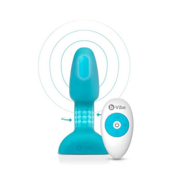 фото Анальная римминг-пробка с ДУ b-Vibe Rimming Petite, голубой