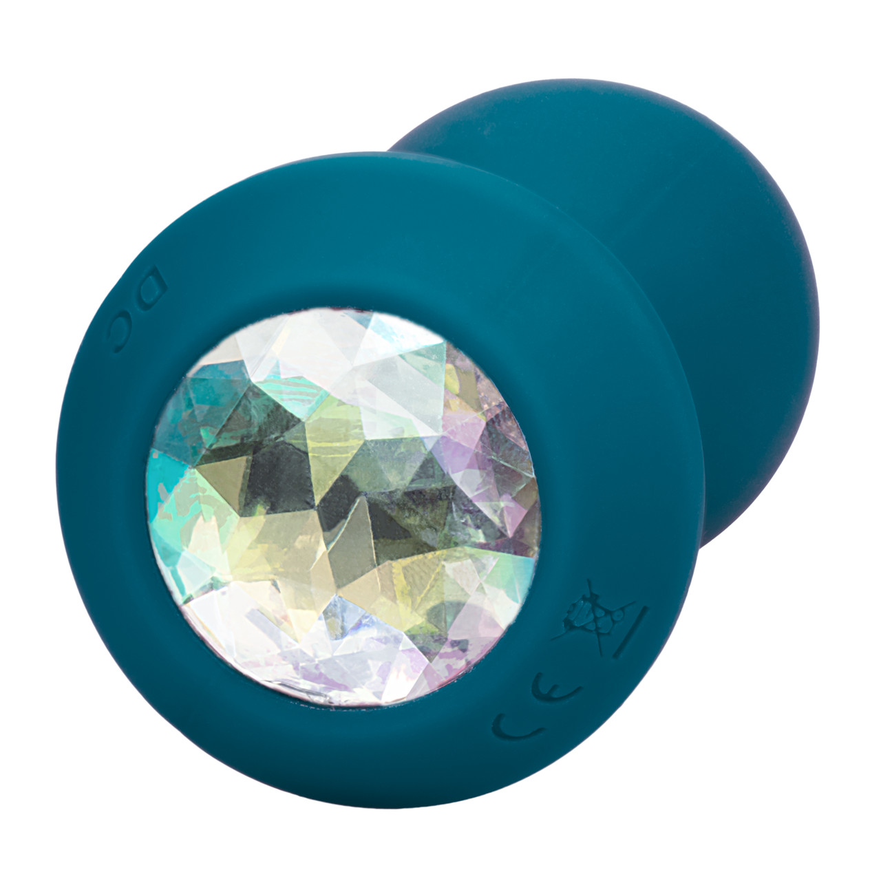 Анальная вибропробка CalExotics Power Gem, голубая с разноцветным кристаллом