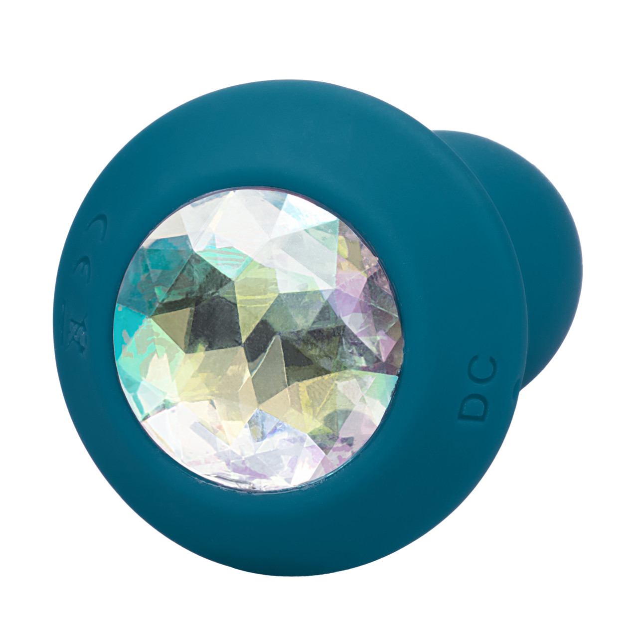 Анальная вибропробка CalExotics Power Gem Petite, голубая с разноцветным кристаллом