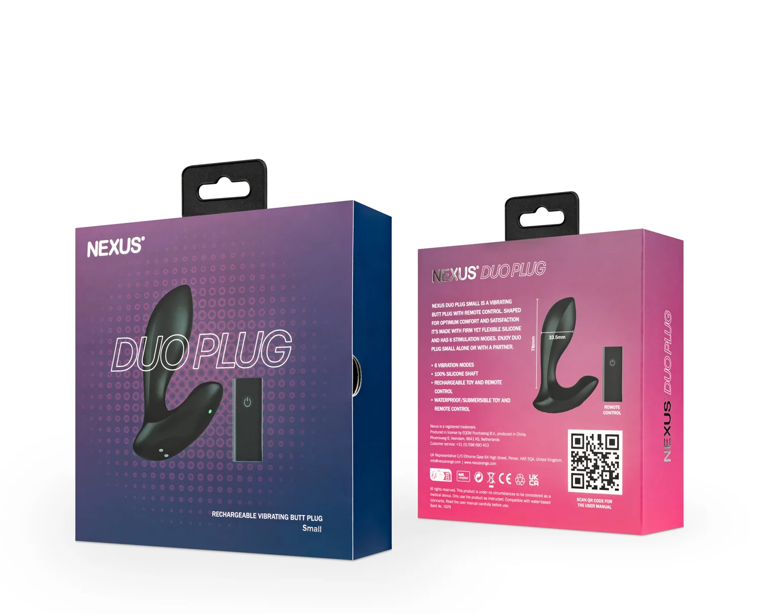 Анальная вибропробка Nexus Duo Plug Small с пультом ДУ, чёрная