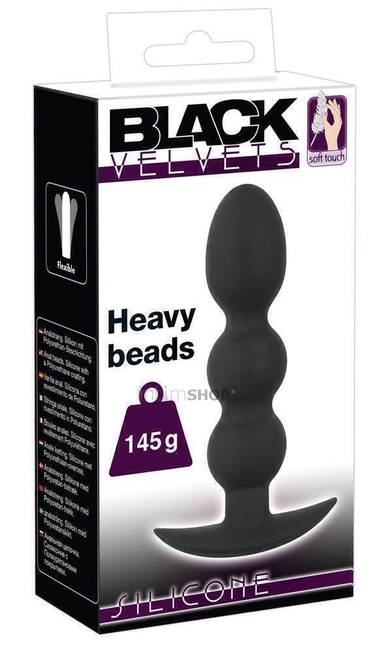 Анальная втулка Black Velvet Analplug Heavy Beads - фото 3