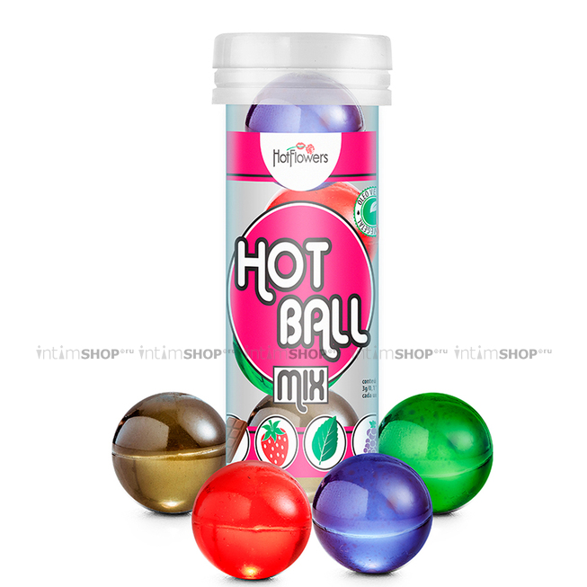 Лубрикант HotFlowers Hot Ball Микс ароматов на масляной основе, 3 г х 4 шт