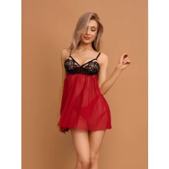 Бэби-долл с кружевным лифом Le Frivole Muse XXL-XXXL, красный