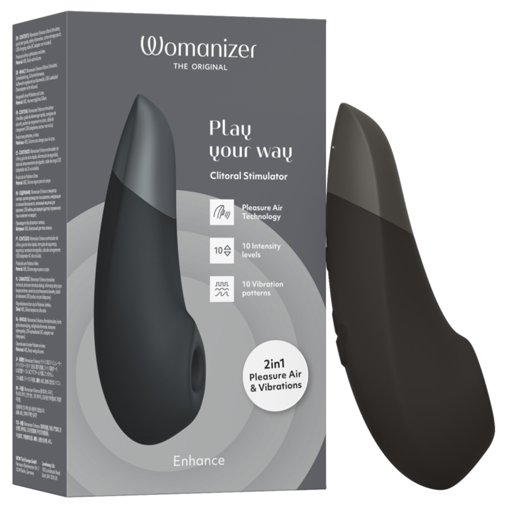 Вакуумный стимулятор клитора с вибрацией Womanizer Enhance, чёрный