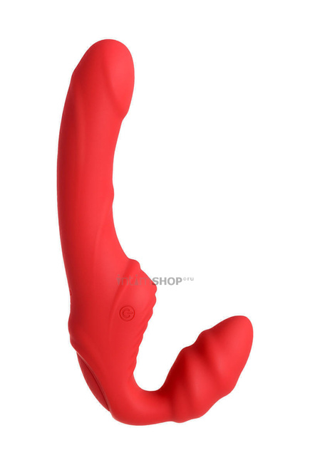 фото Безремневой страпон с вибрацией Toyfa Black&Red, красный, 35 см