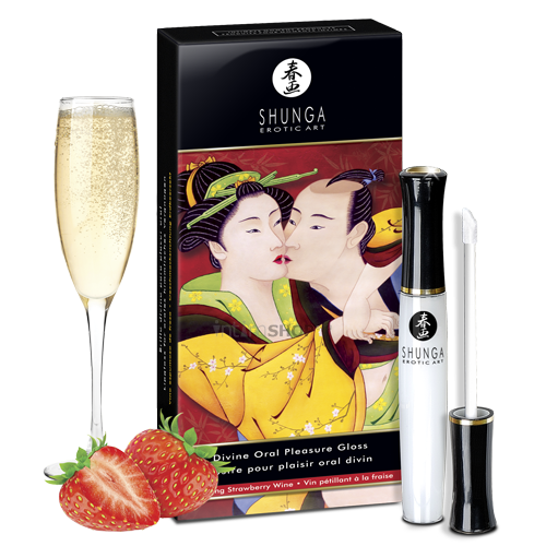 фото Блеск для губ 3 в 1 Shunga Oral Pleasure Gloss Клубника с шампанским, 10 мл