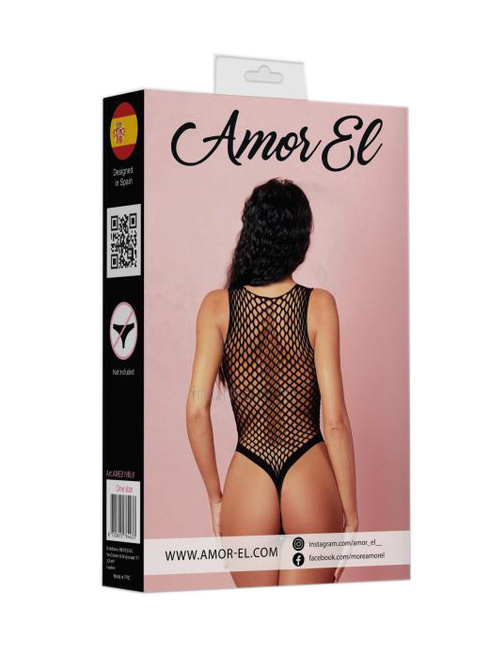 Боди-сетка крупная Amor EL S/L, черное - фото 4