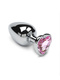 Большая анальная пробка Пикантные Штучки с розовым кристаллом в виде сердечка, серебристая, 8.5 см
