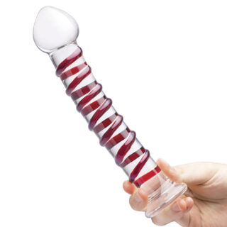 Стеклянный стимулятор Glas Mr. Swirly 25.4 см, бесцветный, красный