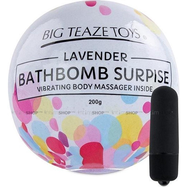 Бомба для ванны и вибропуля Big Teaze Toys Bath Bomb Surprise лаванда, черный от IntimShop