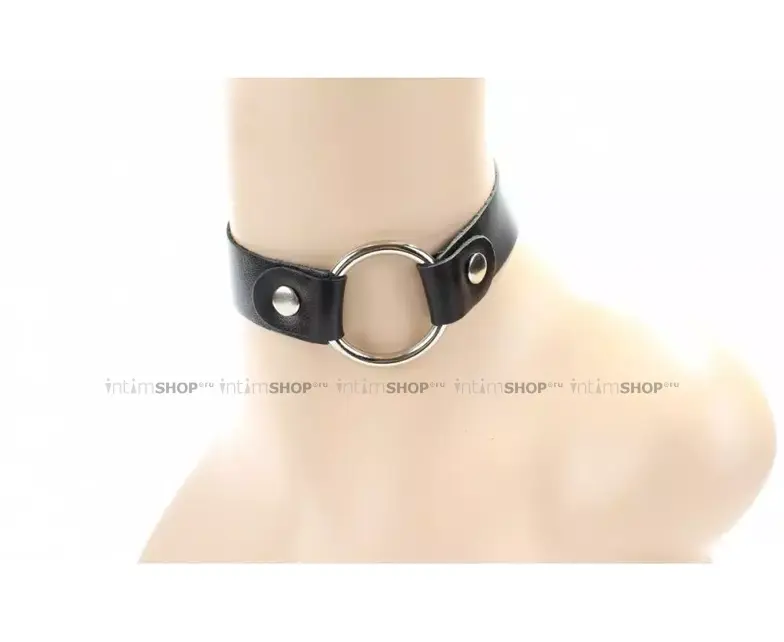 фото Чокер кожаный с кольцом BDSM Арсенал, черный