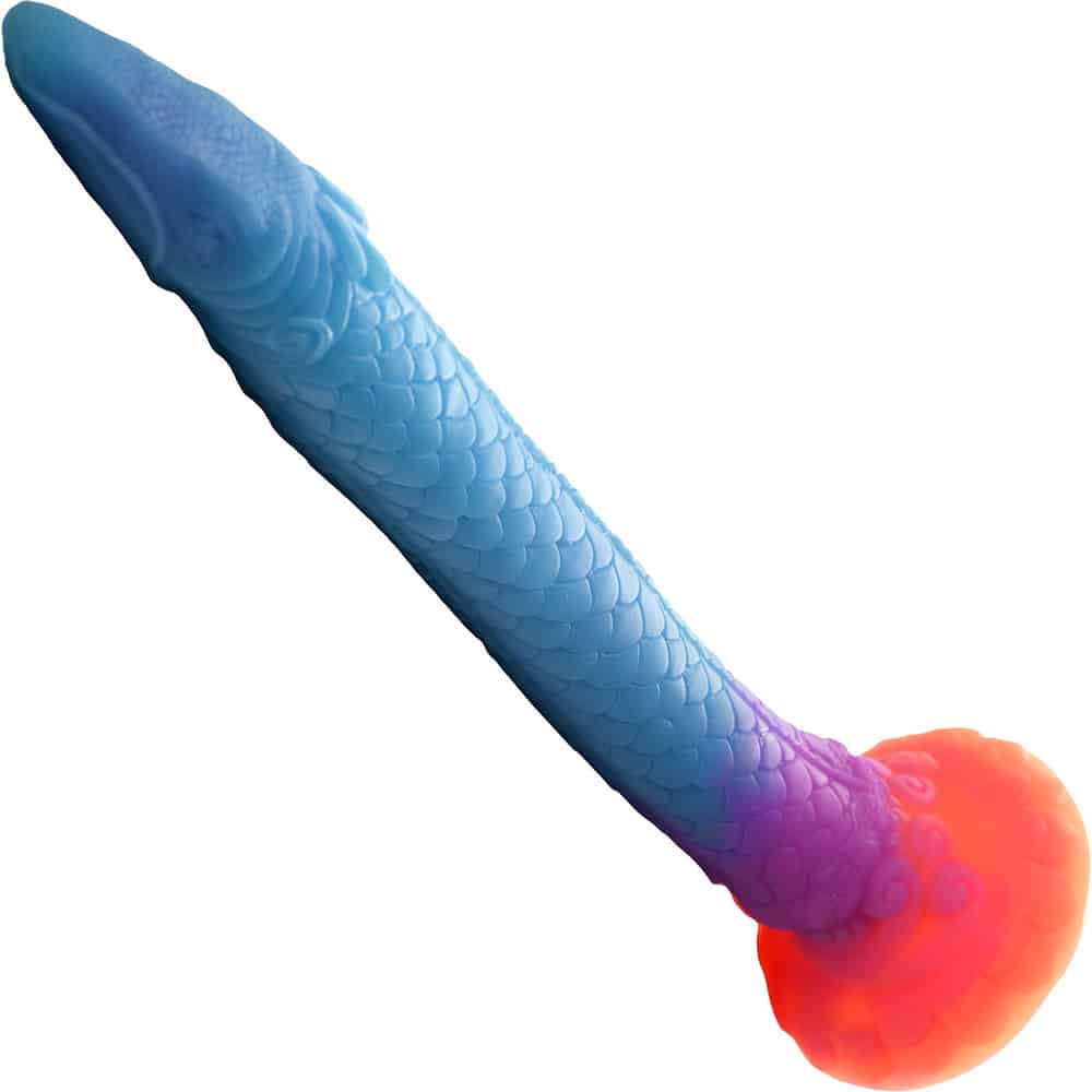 Фаллоимитатор XR Brands Creature Cocks Makara Snake светящийся в темноте 46.4 см, голубой