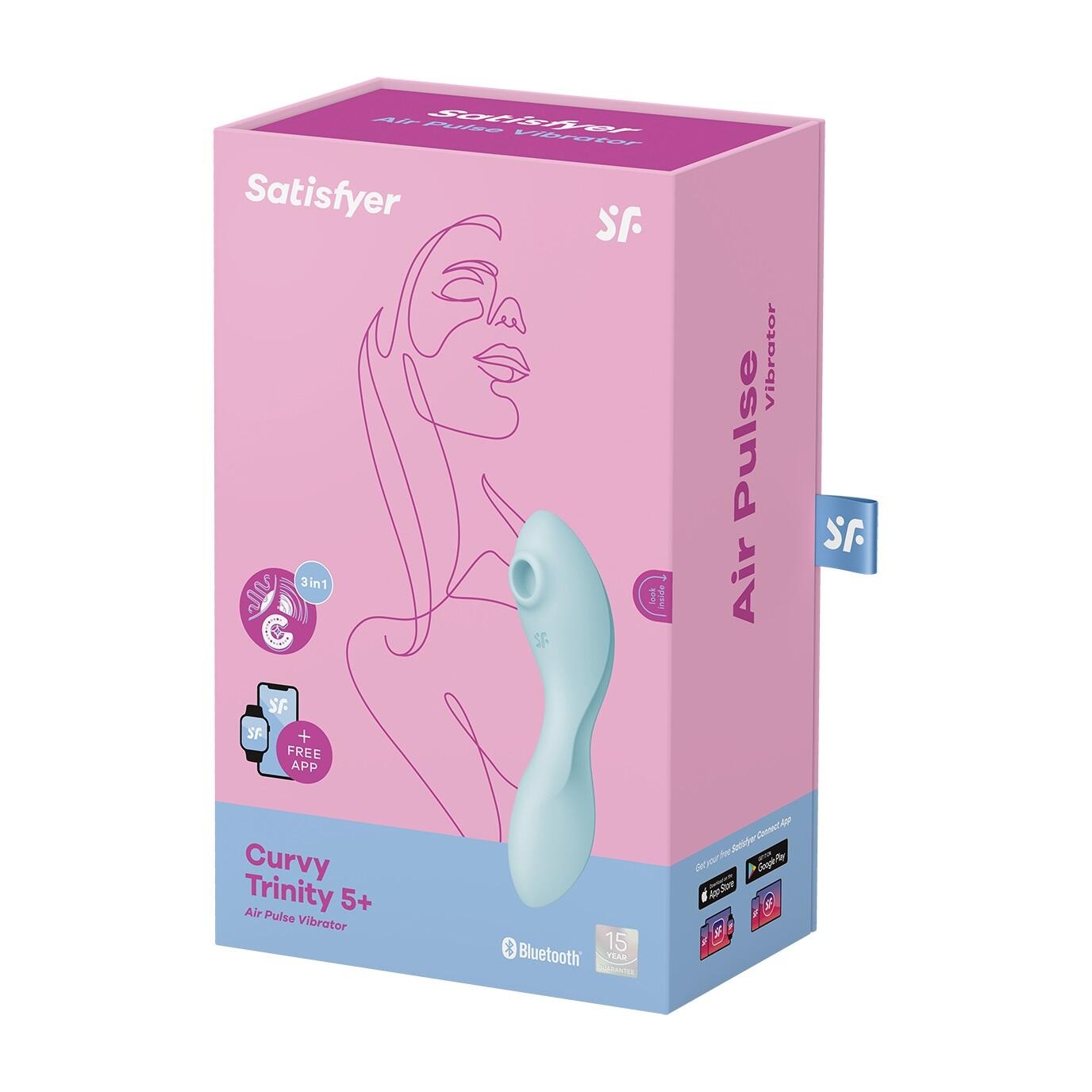 Вакуумно-волновой стимулятор и вибратор для точки G Satisfyer Curvy Trinity 5+, голубой