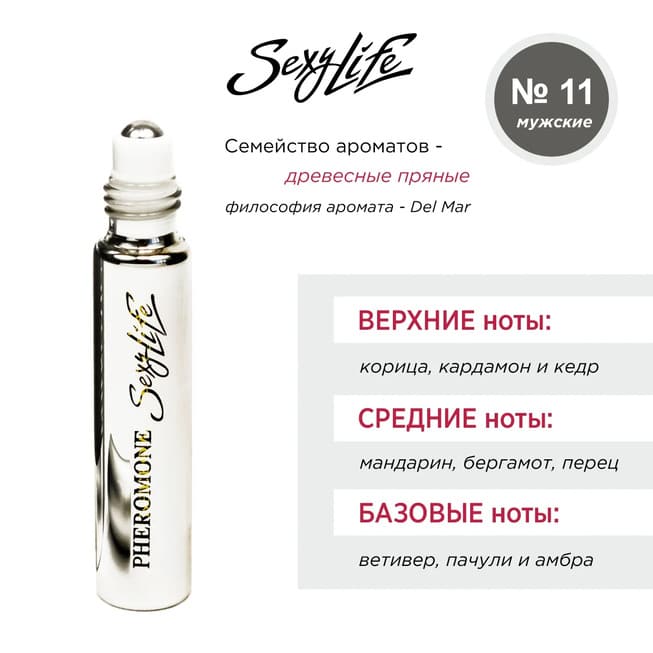 Духи для мужчин с феромонами Sexy Life № 11 Del Mar, 10 мл