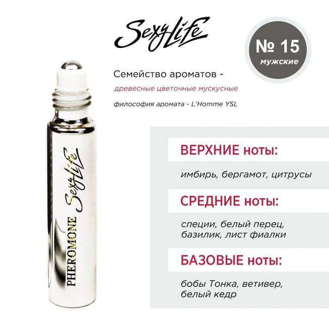 

Духи для мужчин с феромонами Sexy Life № 15 L'Homme YSL, 10 мл