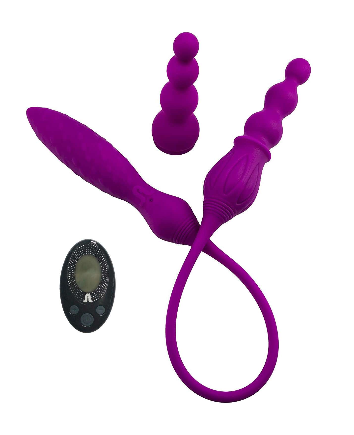 Двухсторонний гибкий вибростимулятор Adrien Lastic 2X с пультом ДУ, фиолетовый