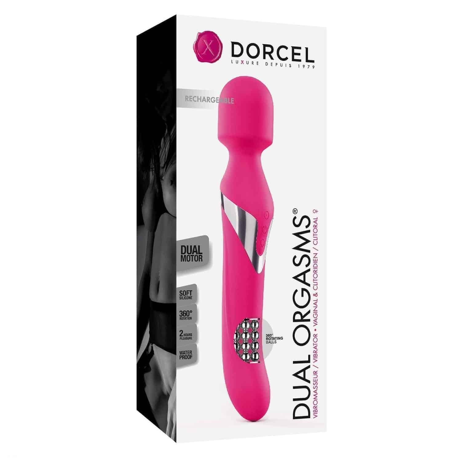 Двухсторонний вибратор Dorcel Dual Orgasms с ротационными шариками, розовый