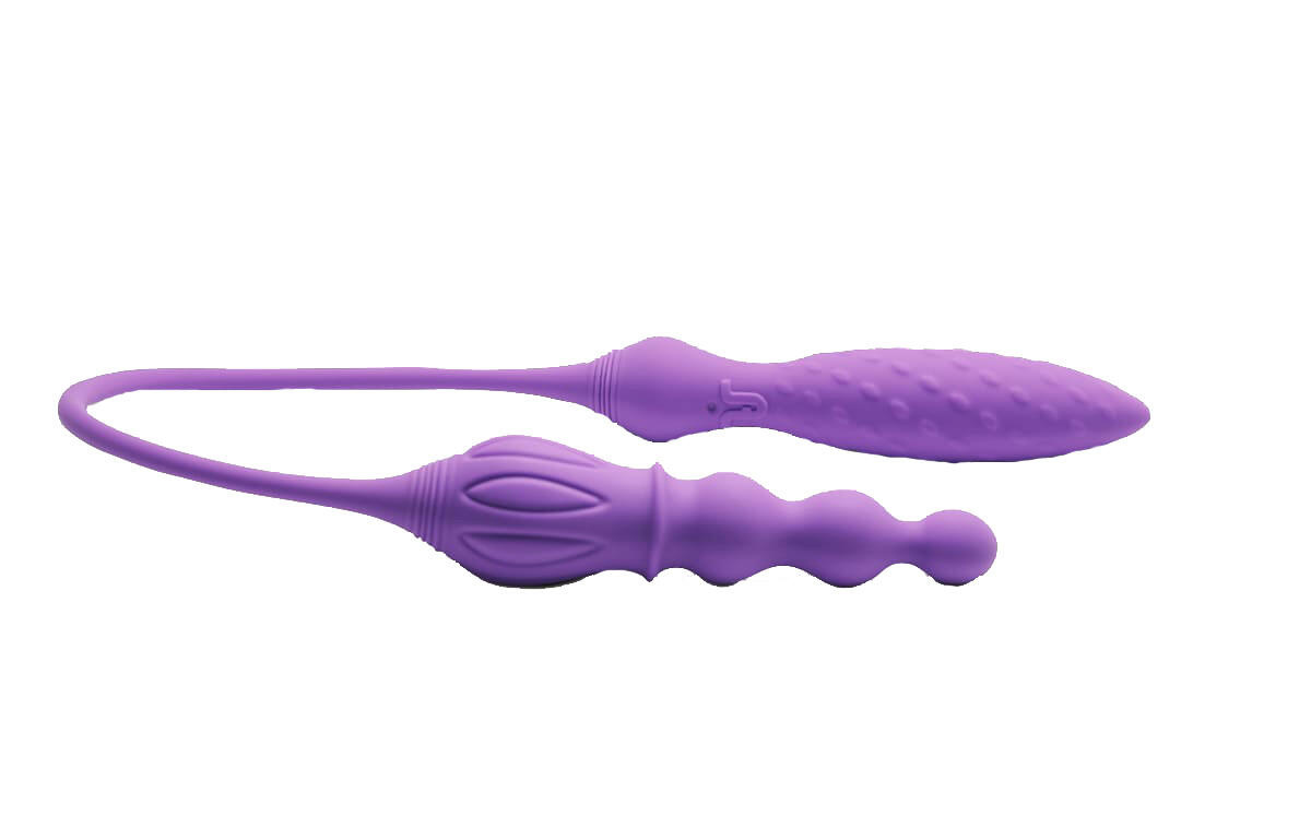 Двухсторонний гибкий вибростимулятор Adrien Lastic 2X с пультом ДУ, фиолетовый