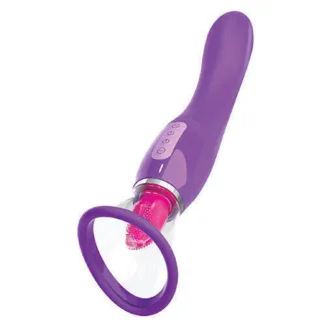 Двухсторонний вибростимулятор с помпой и имитатором языка PipeDream Fantasy For Her Ultimate Pleasure, фиолетовый