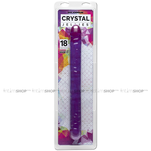 Двухсторонний фаллоимитатор Doc Johnson Crystal Jellies Double 18", фиолетовый от IntimShop