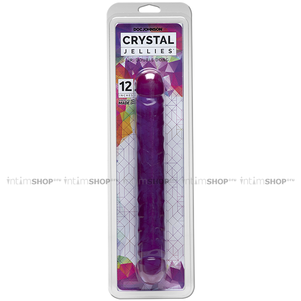 Двухсторонний фаллоимитатор Doc Johnson Crystal Jellies Double 12", фиолетовый от IntimShop