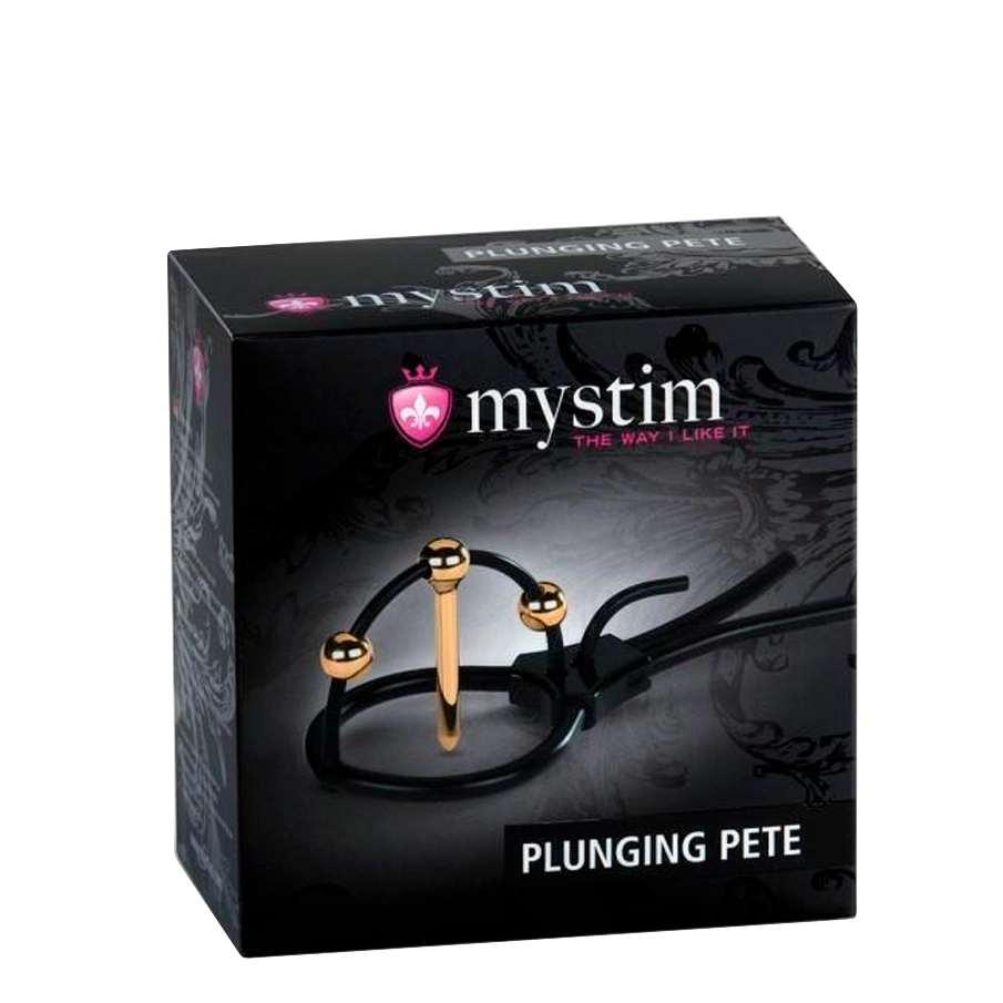 Электрическое кольцо на головку пениса Mystim Plunging Pete со стимулятором для уретры, черный
