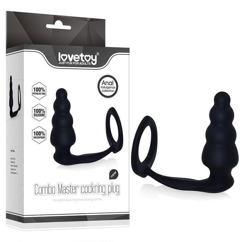 Эрекционное кольцо LoveToys Combo Master Cockring Plug с анальным стимулятором, без вибрации