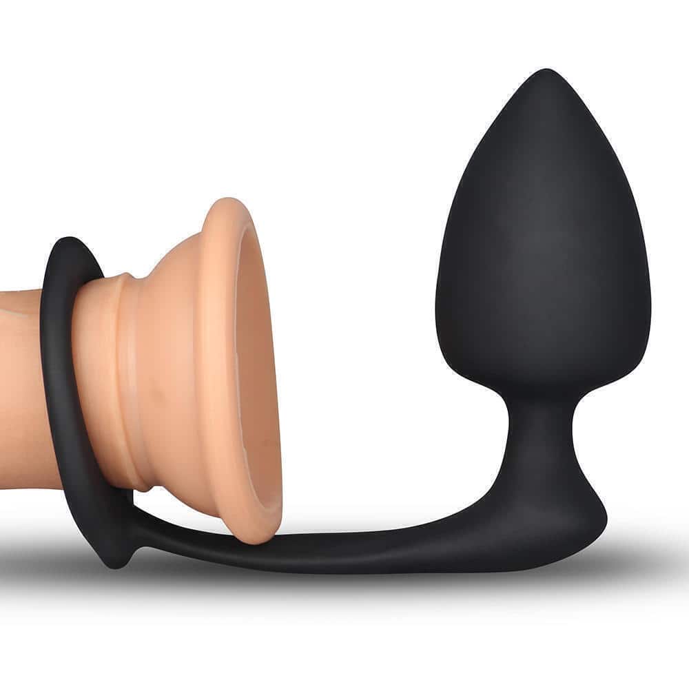 Эрекционное кольцо LoveToys Combo Orgasm Cockring Plug с анальным стимулятором, без вибрации