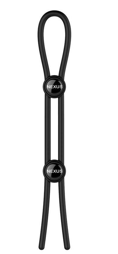Двойное эрекционное кольцо-лассо Nexus Forge с подхватом мошонки, черное