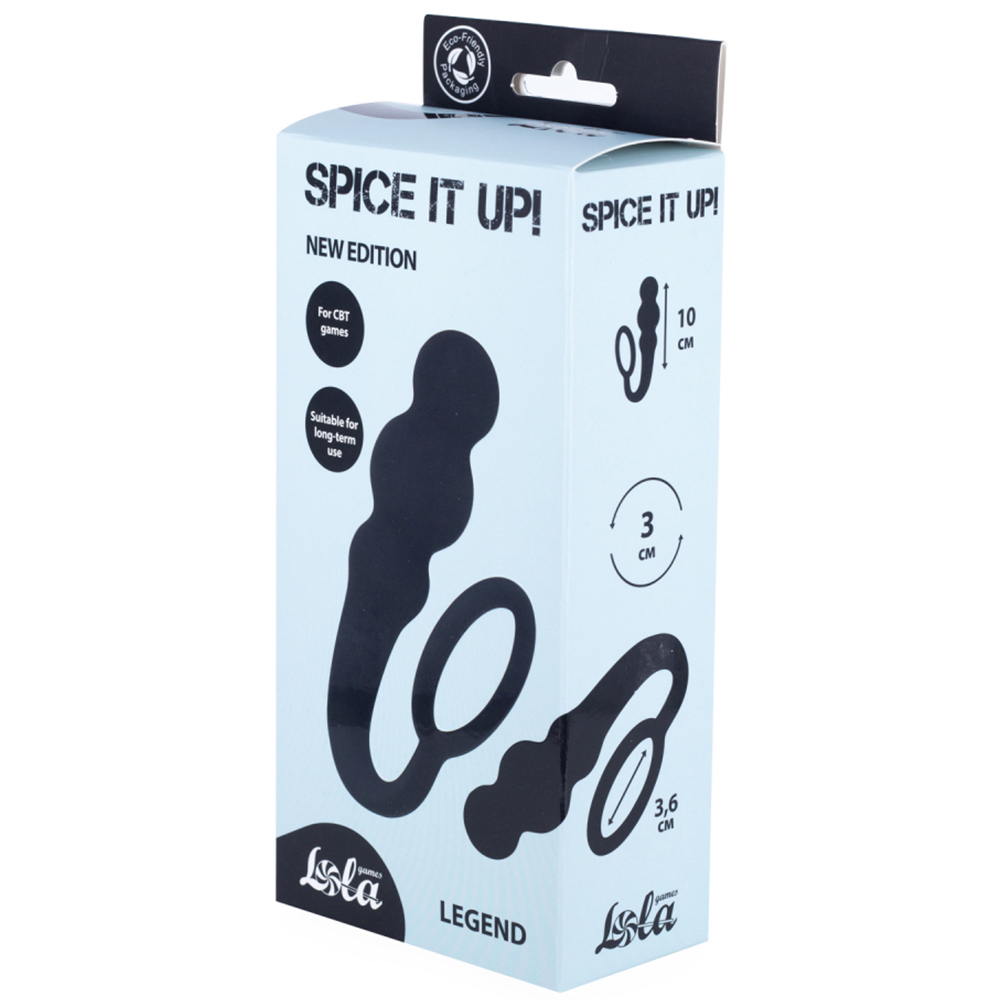 Эрекционное кольцо с анальным стимулятором Lola Games Spice It Up New Edition Legend, черное
