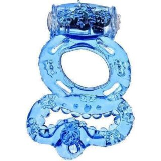 Эрекционное кольцо SexToy с вибрацией и подхватом мошонки, голубой