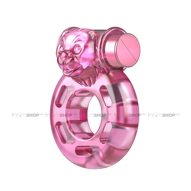 Эрекционное виброкольцо Baile Медведь, розовый от IntimShop