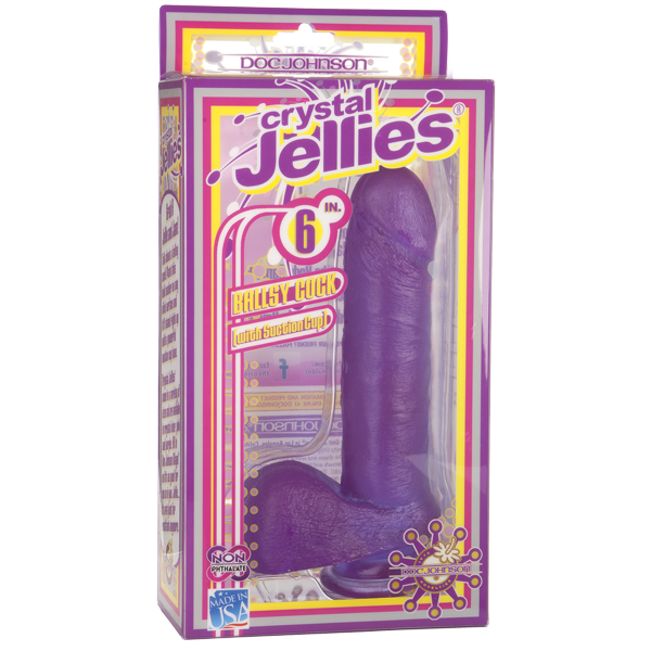 Фаллоимитатор Doc Johnson Crystal Jellies® 7" Realistic Cock with Balls на присоске, фиолетовый