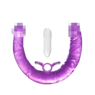 Фаллоимитатор двусторонний с вибропулей Toyfa Double Dildo, фиолетовый