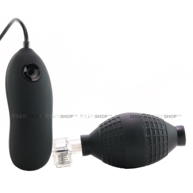 Фаллоимитатор Lux Fetish 6" Inflatable Vibrating Curved Dildo надувной с вибрацией, черный от IntimShop