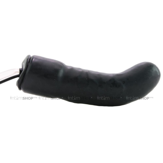 Фаллоимитатор Lux Fetish 6" Inflatable Vibrating Curved Dildo надувной с вибрацией, черный от IntimShop