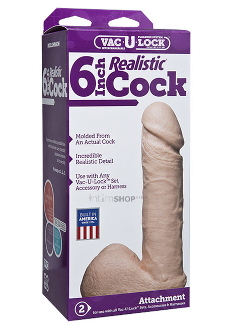 Фаллоимитатор Doc Johnson Realistic Cock 6", телесный от IntimShop