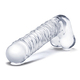 Фаллоимитатор с мошонкой Glas Realistic Ribbed Glass G-Spot 20.3 см, бесцветный