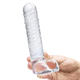 Фаллоимитатор с мошонкой Glas Realistic Ribbed Glass G-Spot 20.3 см, бесцветный