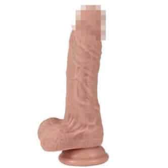 Фаллоимитатор Real Basic Toy с мошонкой на присоске 19 см, M, телесный