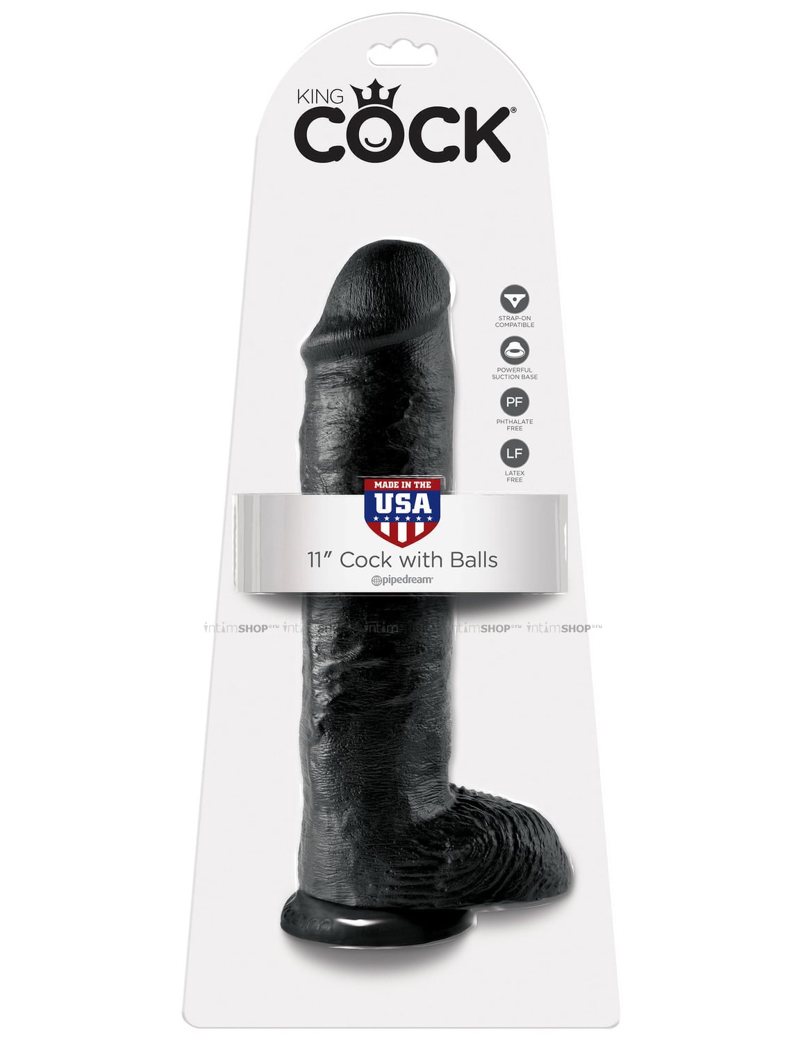 Большой фаллоимитатор PipeDream King Cock 29.2 см, чёрный