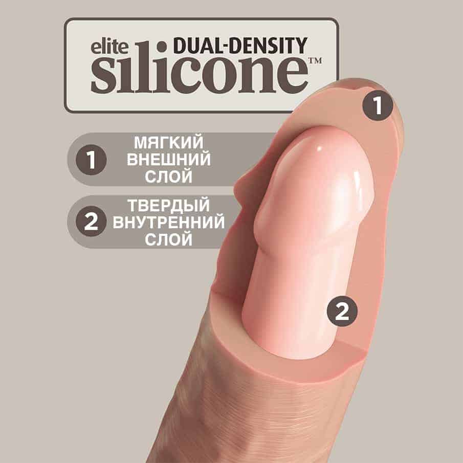 Фаллоимитатор-реалистик PipeDream King Cock Elite Dual Density 21 см, светло-коричневый